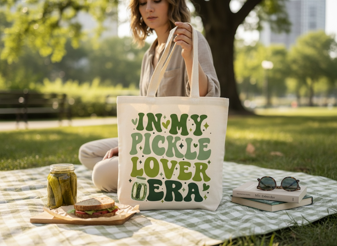 “In My Pickle Lover Era” Canvas Tote Bag