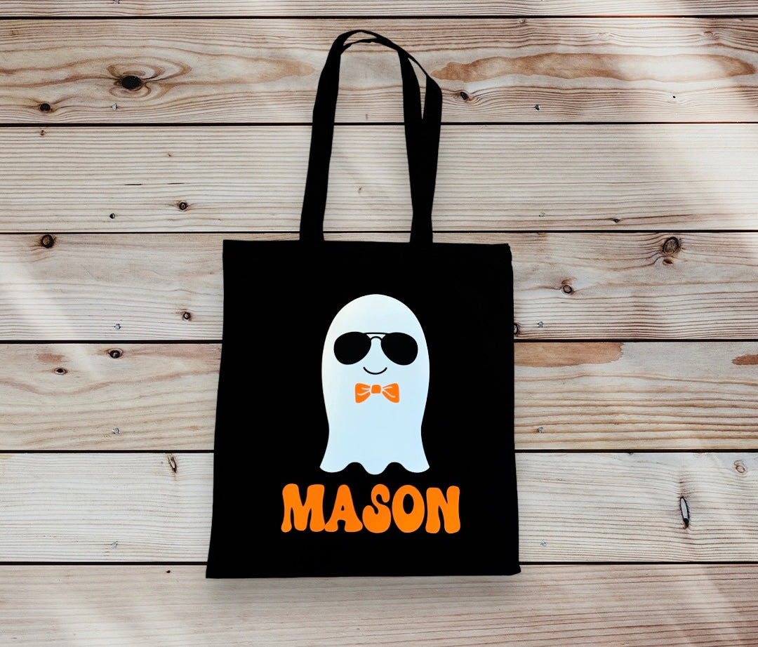 Personalized Trick or Treat Ghost Tote Bag