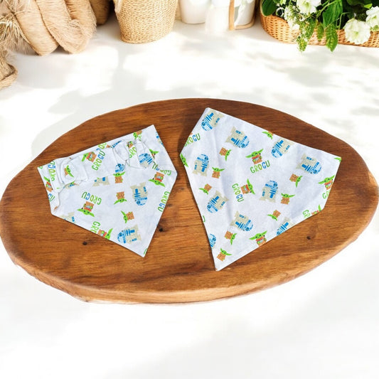 Grogu & R2D2 Scrunchie Dog Bandana