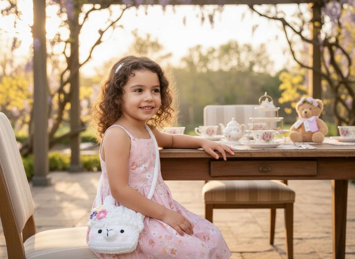 Children’s Crochet Llama Purse - White