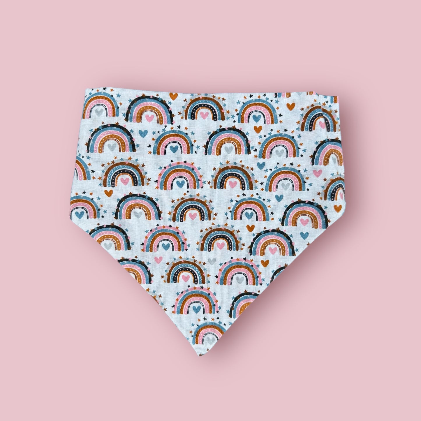 Boho Pink, Blue & Brown Rainbow Scrunchie Dog Bandana