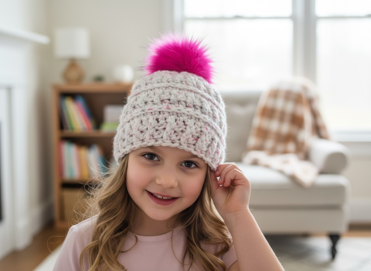 Crochet Winter Hat (Child) - Crushed Rasberry