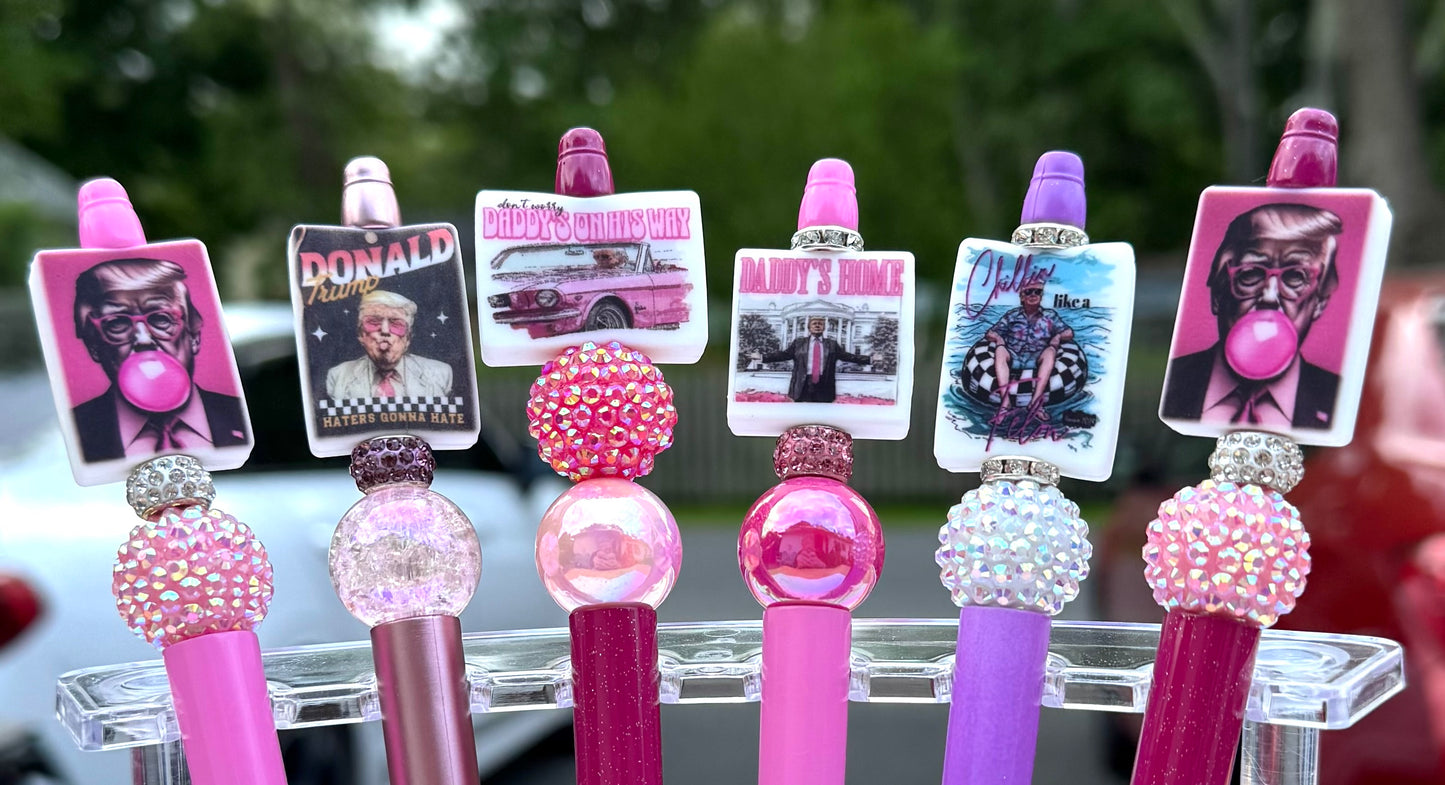 Donald Trump Pink Beadable Pens