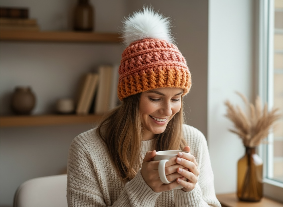 Crochet Winter Hat - Sunset