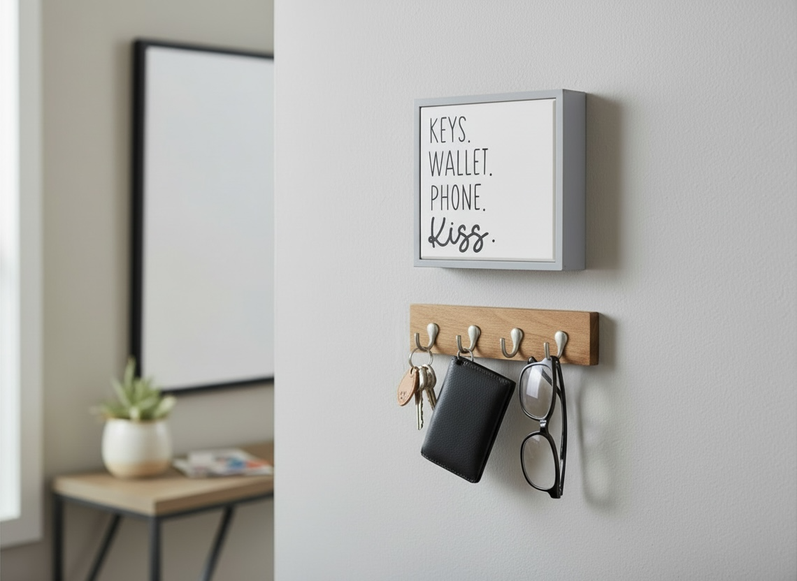 Keys. Wallet. Phone. Kiss. Sign