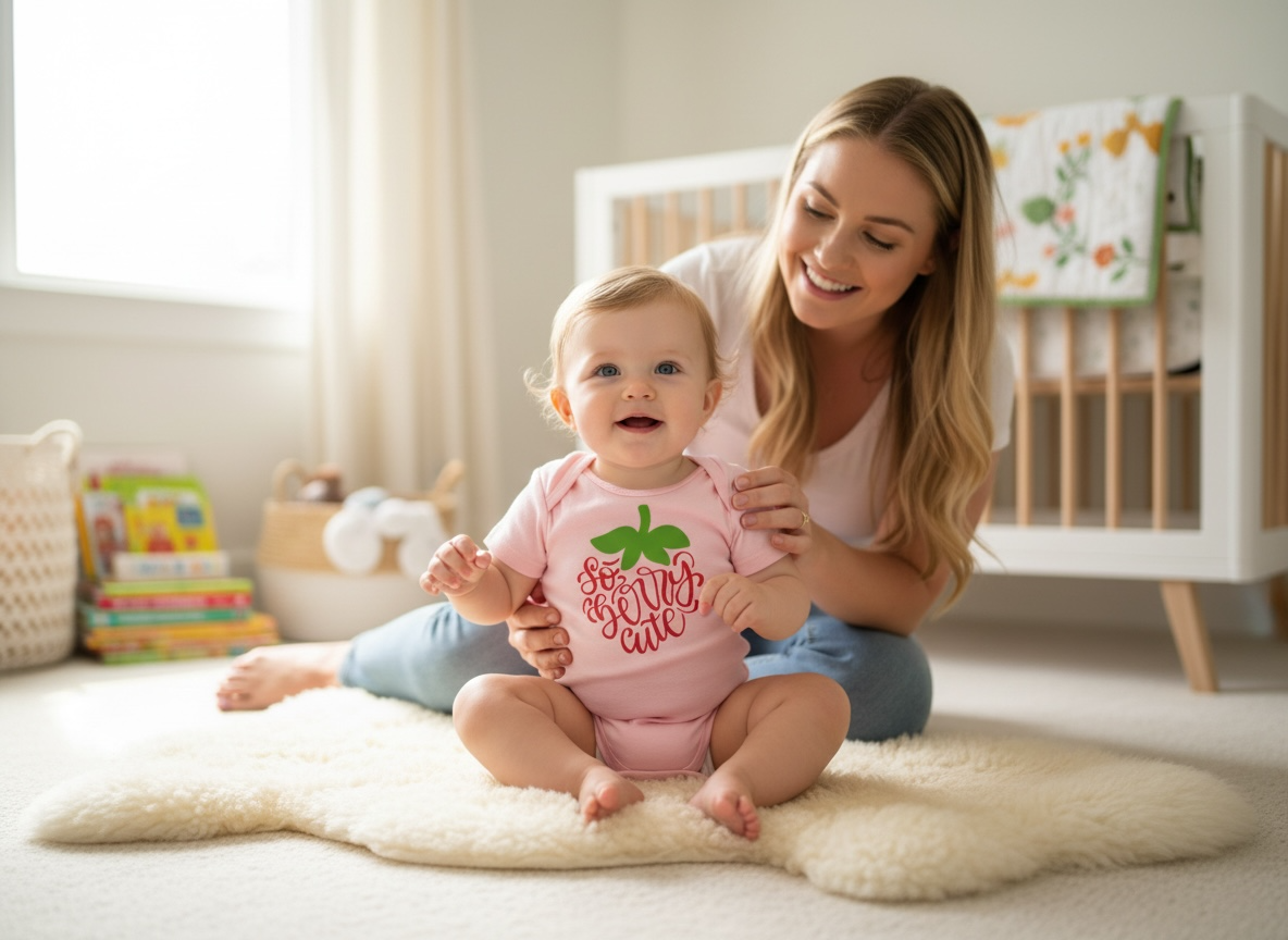 “So Berry Cute” Pink Baby Onesie