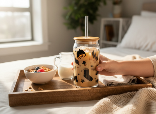 Harry Potter Glass Tumbler Cup with Straw