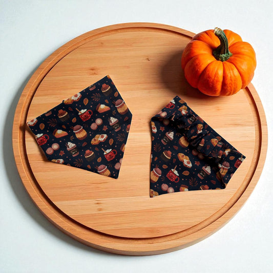 Pumpkin Spice Black Scrunchie Dog Bandana