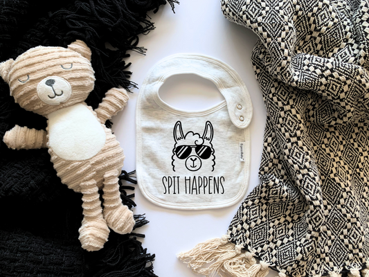 "Spit Happens" Llama Unisex Baby Bib