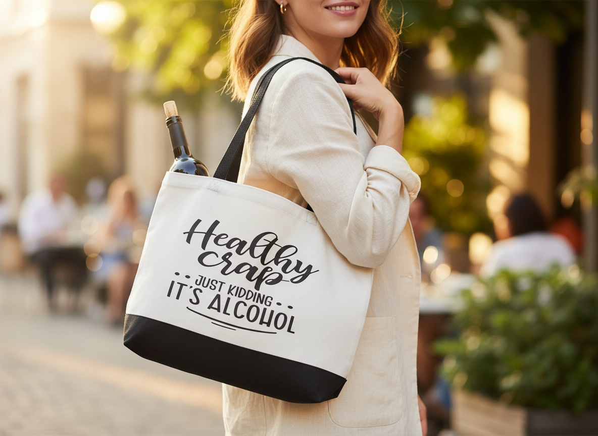 “Healthy Crap…Just Kidding, It’s Alcohol” Tote Bag