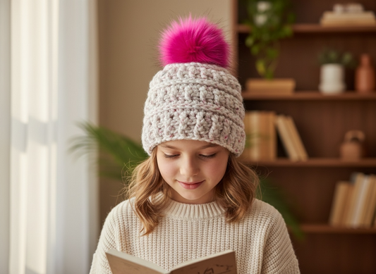 Crochet Winter Hat (Child) - Crushed Rasberry