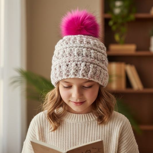 Crochet Winter Hat (Child) - Crushed Rasberry