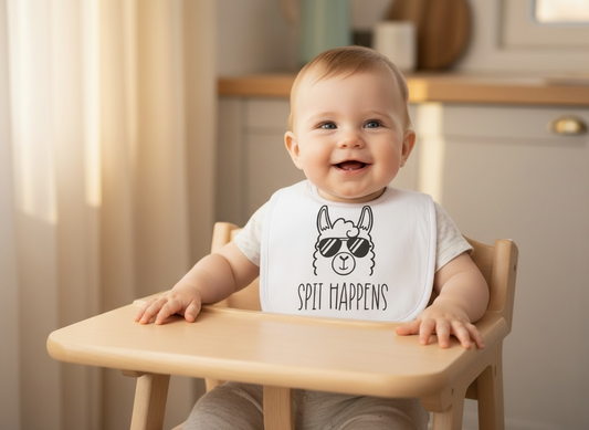 "Spit Happens" Llama Unisex Baby Bib
