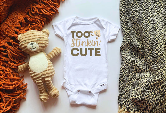 “Too Stinkin Cute” Garlic Themed Baby Onesie