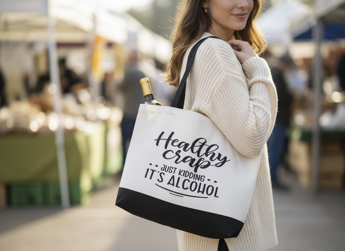 “Healthy Crap…Just Kidding, It’s Alcohol” Tote Bag
