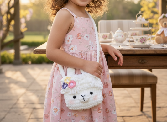 Children’s Crochet Llama Purse - White