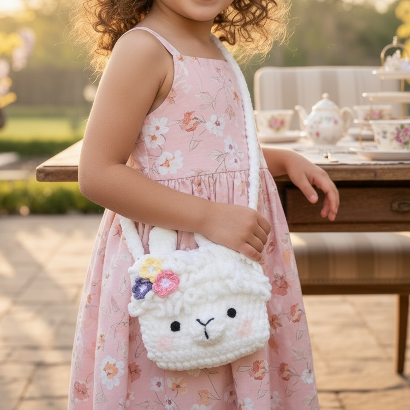 Children’s Crochet Llama Purse - White