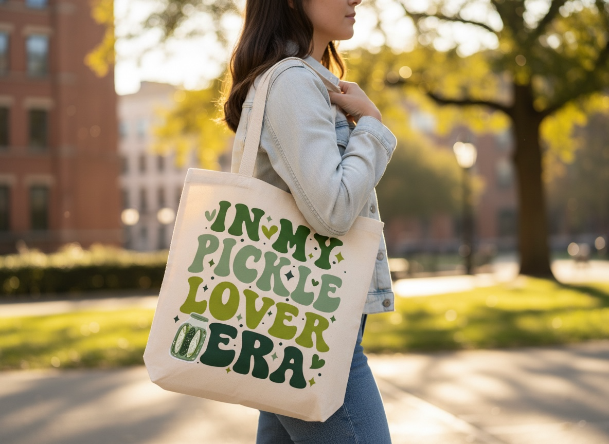 “In My Pickle Lover Era” Canvas Tote Bag