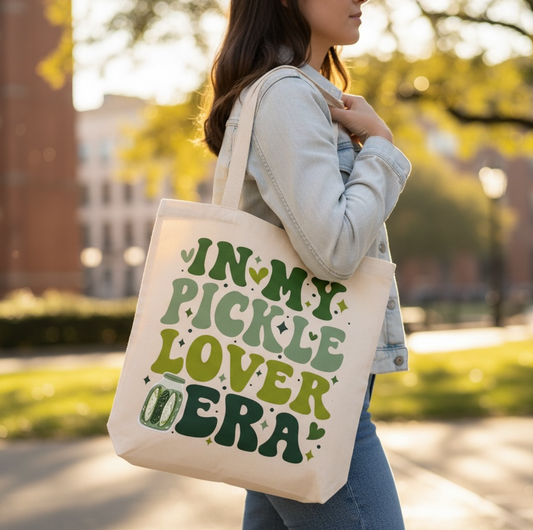 “In My Pickle Lover Era” Canvas Tote Bag