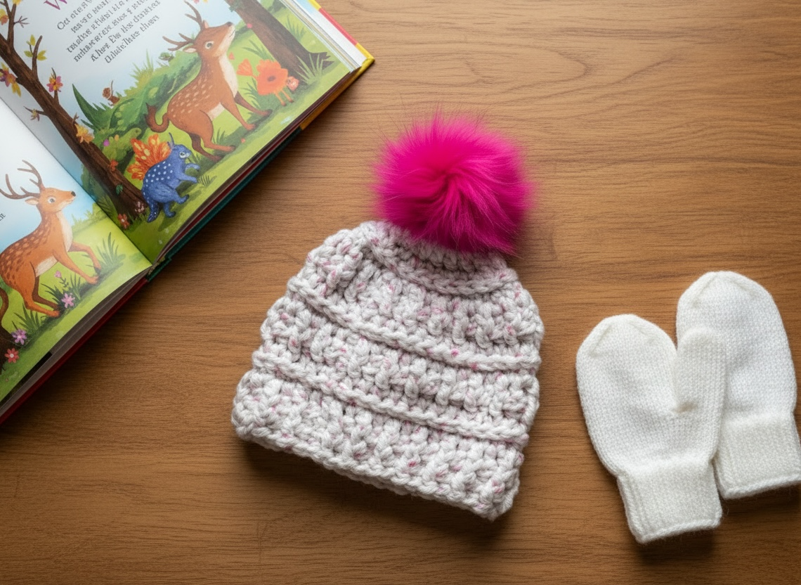 Crochet Winter Hat (Child) - Crushed Rasberry