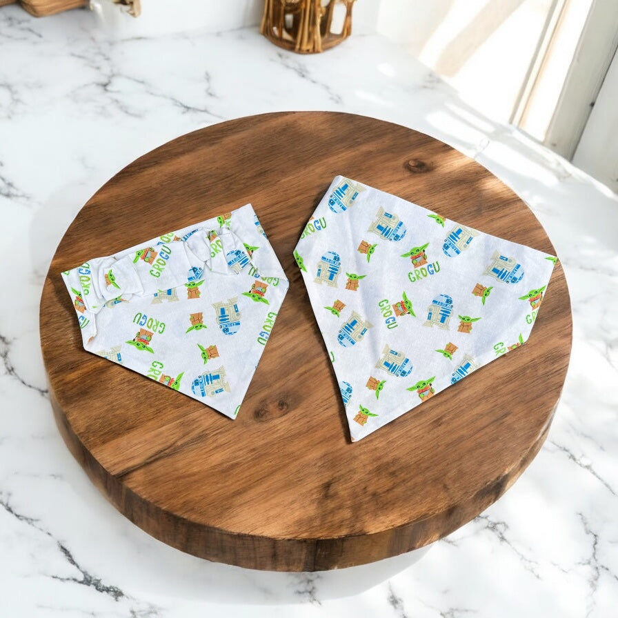 Grogu & R2D2 Scrunchie Dog Bandana