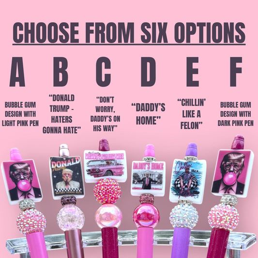 Donald Trump Pink Beadable Pens