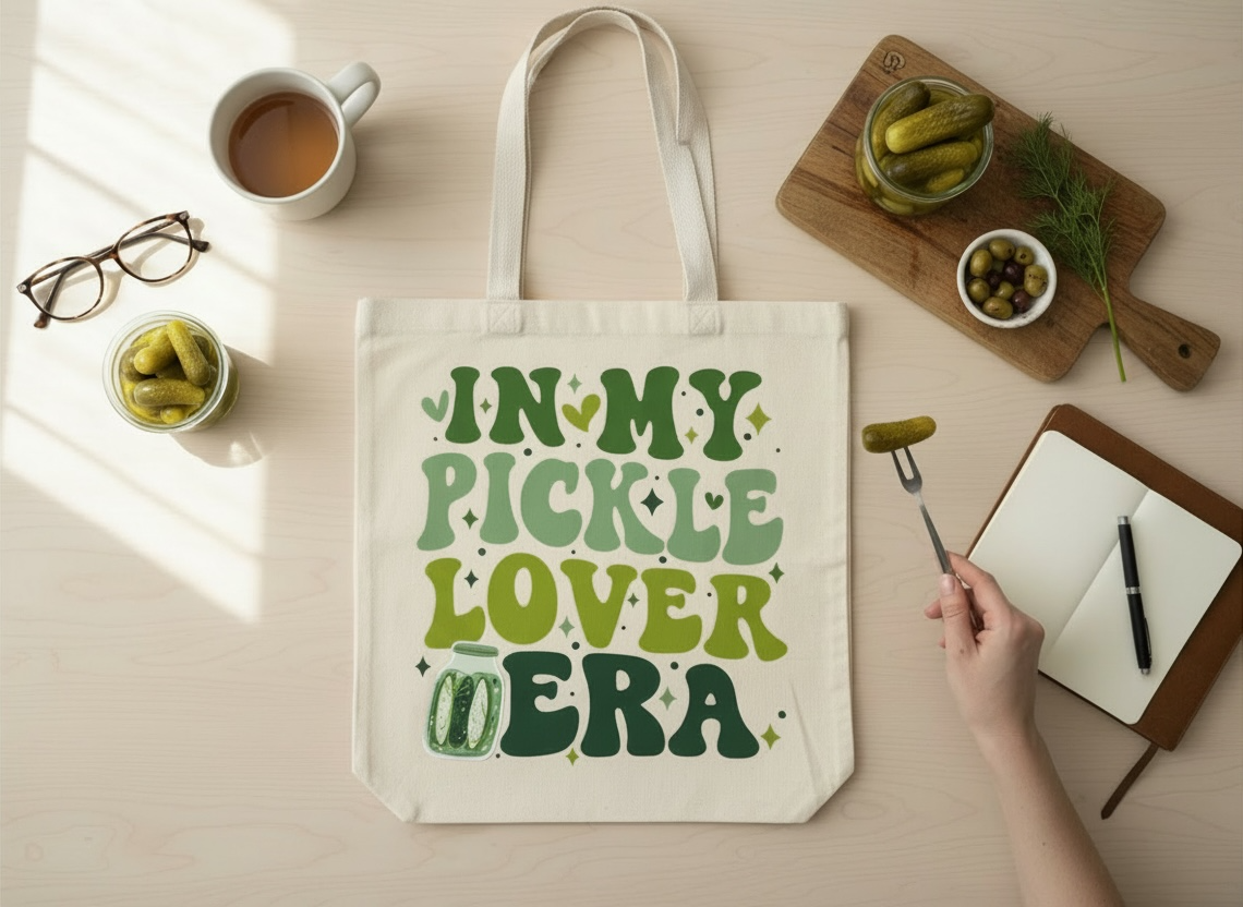 “In My Pickle Lover Era” Canvas Tote Bag