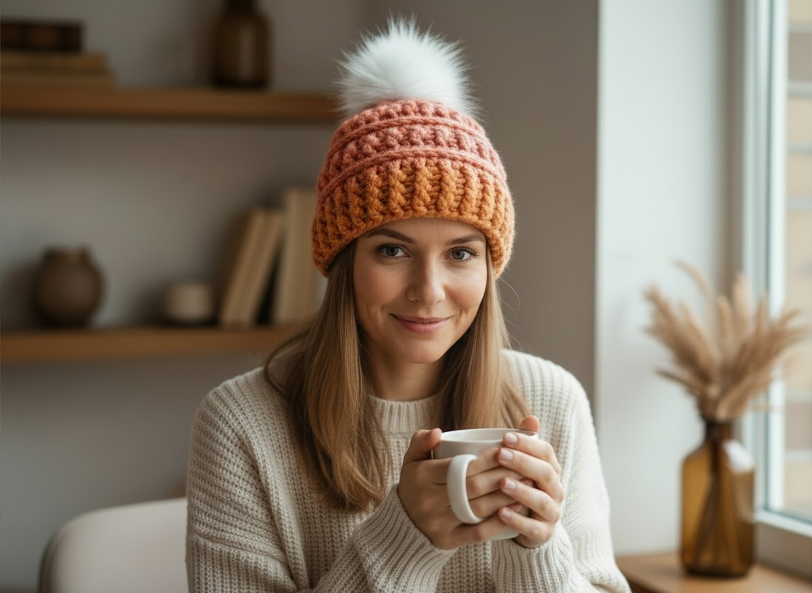 Crochet Winter Hat - Sunset