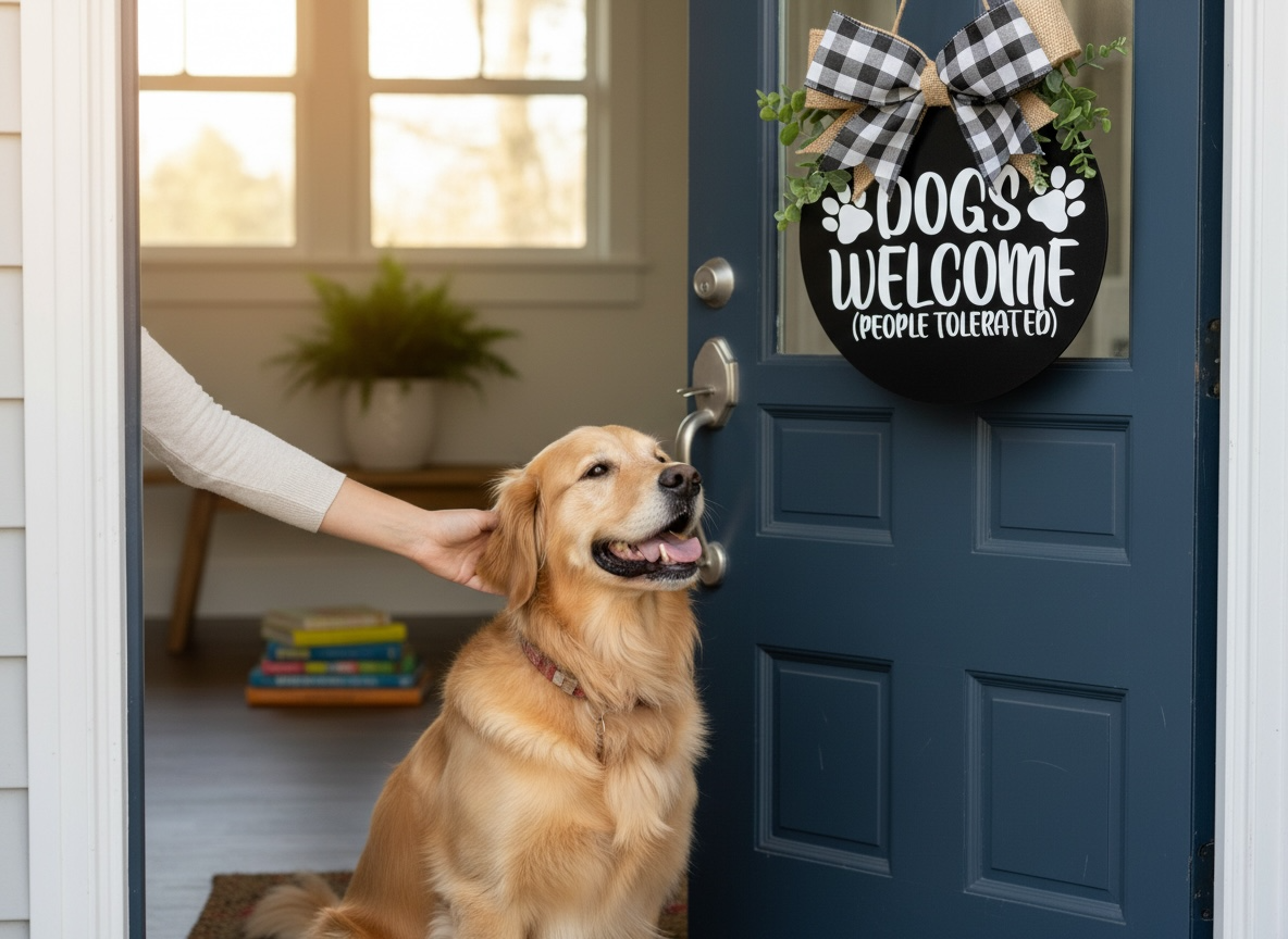 “Dogs Welcome (People Tolerated)” Welcome Sign