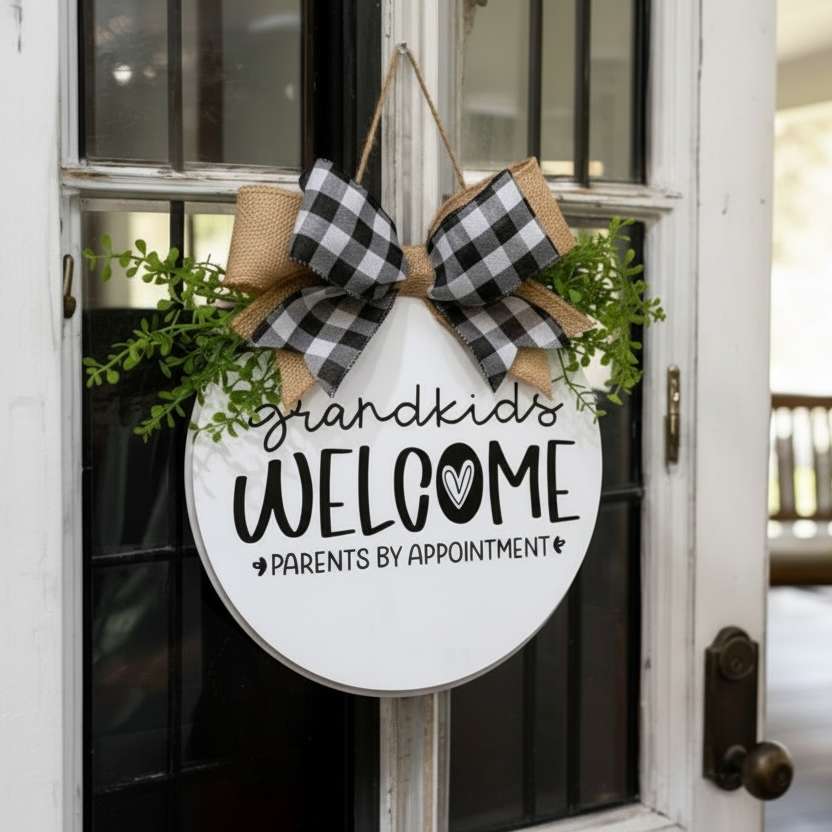 “Grandkids Welcome, Parents By Appointment” - Door Welcome Sign