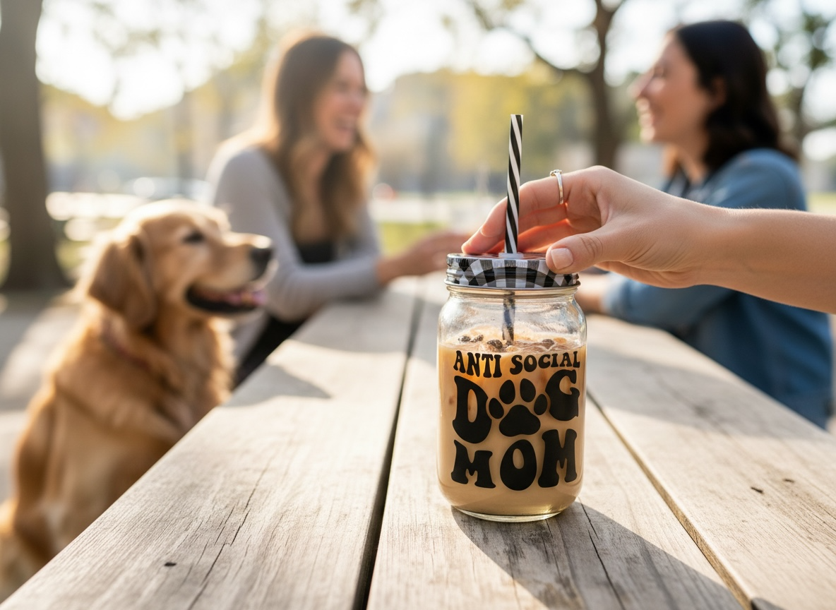 Anti-Social Dog Mom Glass Tumbler Cup