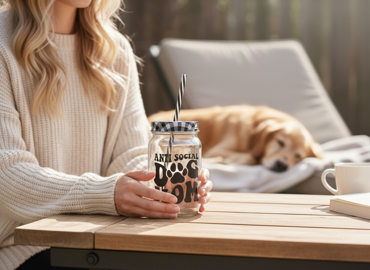 Anti-Social Dog Mom Glass Tumbler Cup