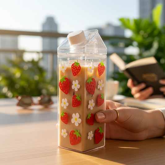 Strawberry & Daisy Milk Carton