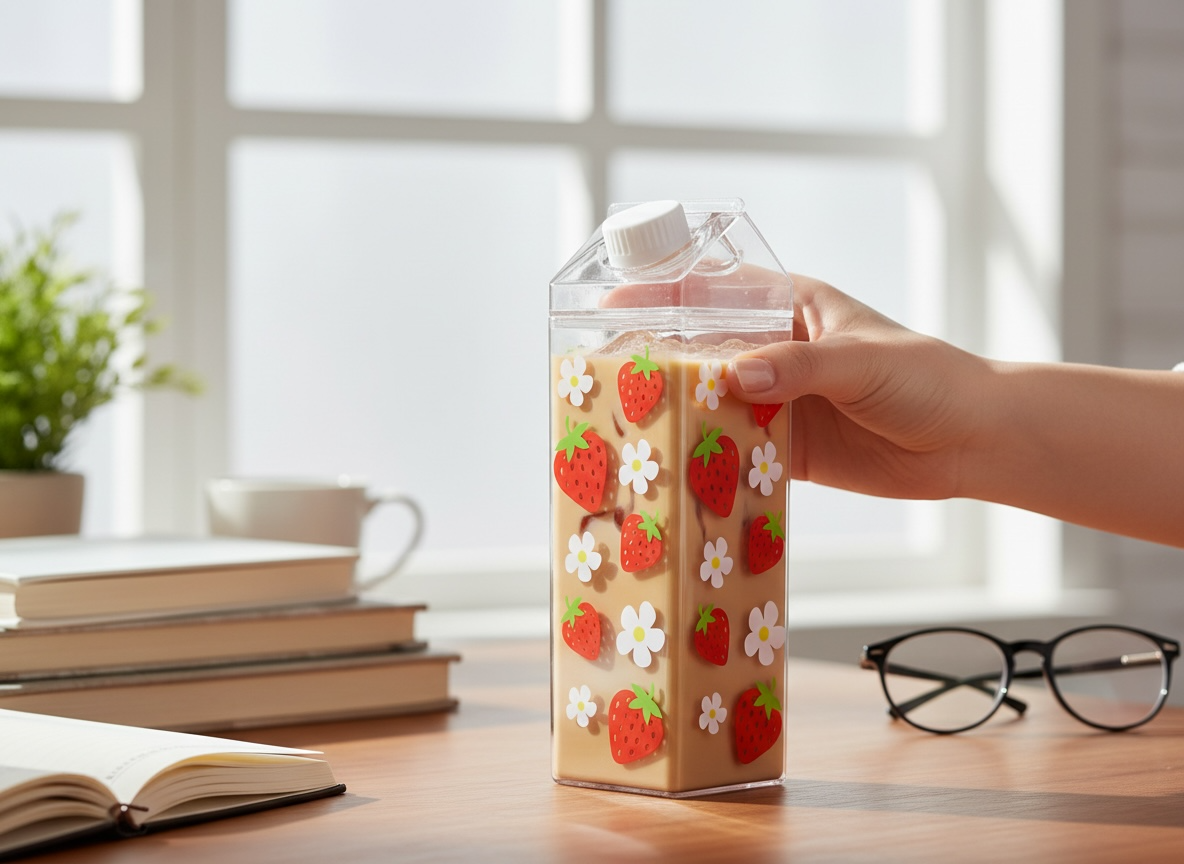 Strawberry & Daisy Milk Carton