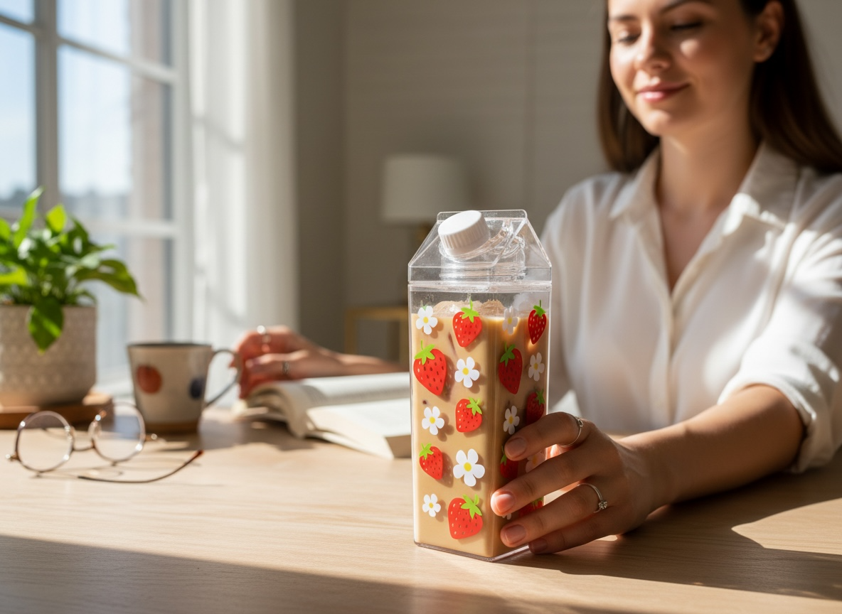 Strawberry & Daisy Milk Carton