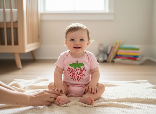 “So Berry Cute” Pink Baby Onesie