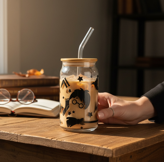 Harry Potter Glass Tumbler Cup with Straw
