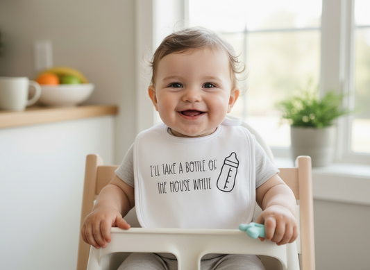 "I’ll Take A Bottle of The House White" Unisex Baby Bib