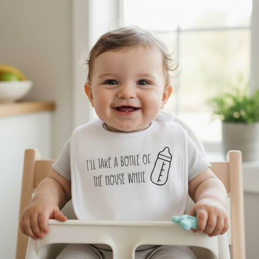 "I’ll Take A Bottle of The House White" Unisex Baby Bib