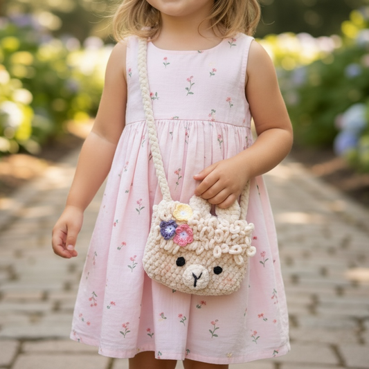 Children’s Crochet Llama Purse - Ivory
