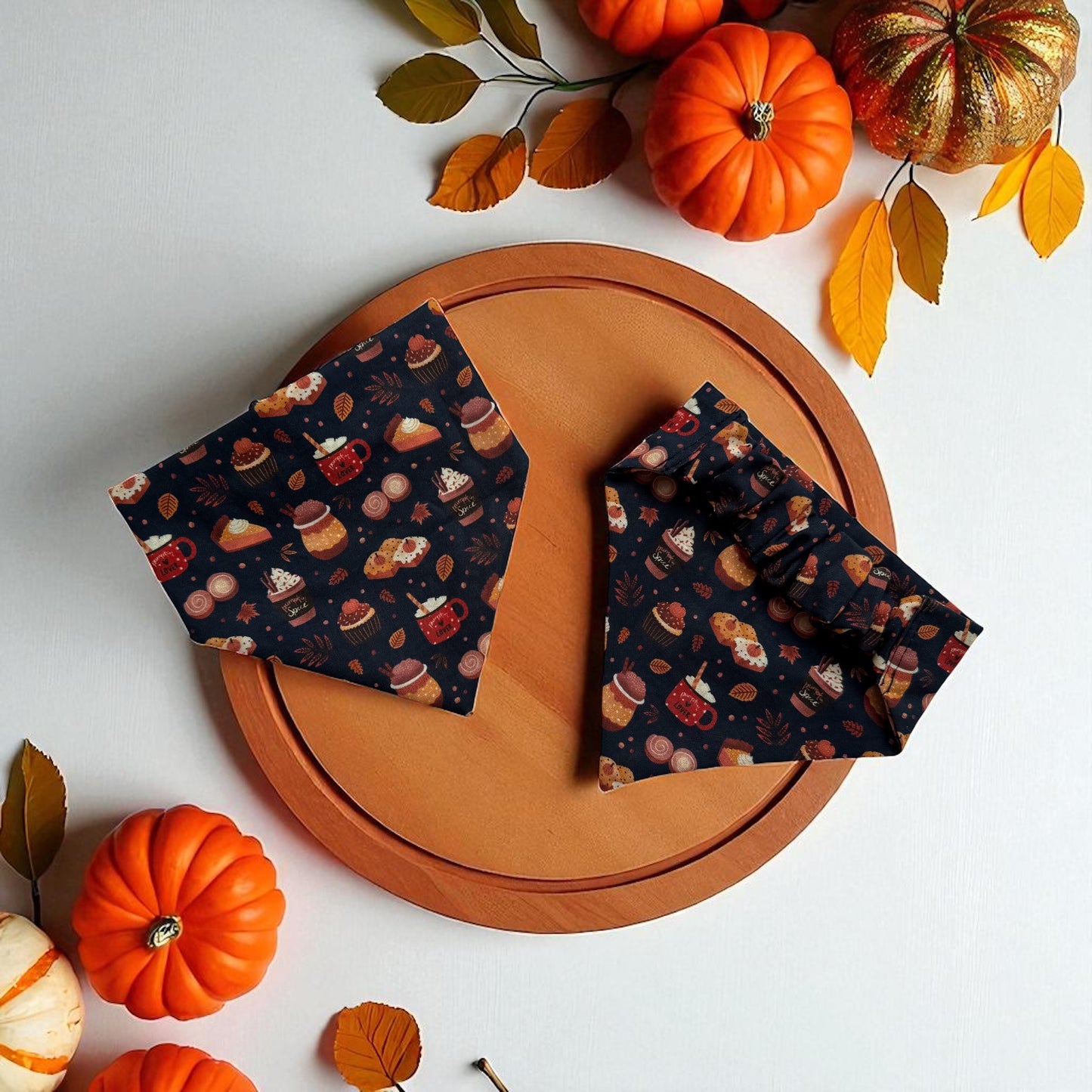 Pumpkin Spice Black Scrunchie Dog Bandana